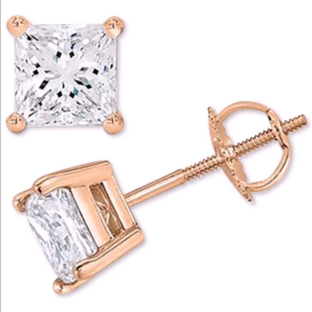 Macy’s - rose gold diamond stud earrings